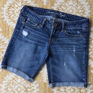 American Eagle Distressed Denim Midi Shorts 4
